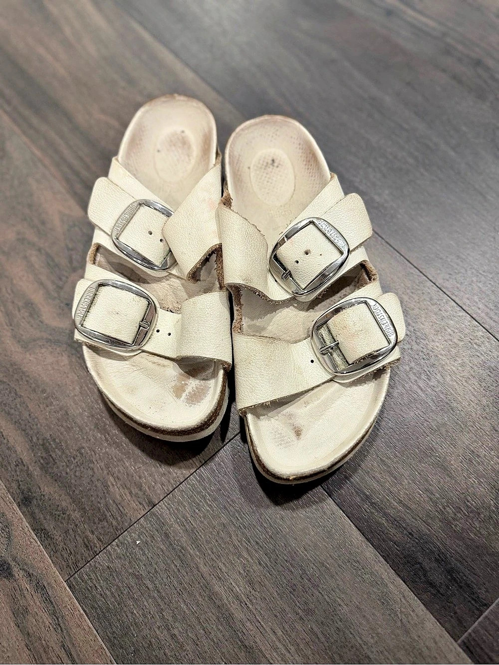 Birkenstock Arizona Big Buckle Two-Strap Sandals in White